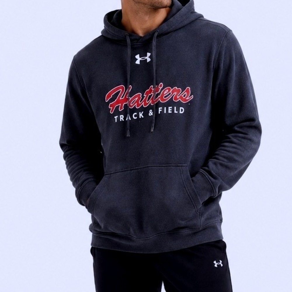 Under Armour Hatters Track and Field Hoodie Mens Small Black Fleece Pullover